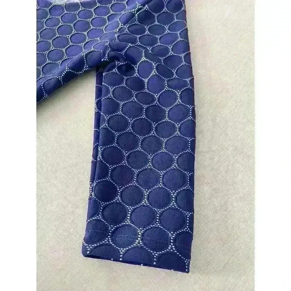 Leota Sz S Seraphine Jacquard Dress Blue Stretch 3/4 Slv Ballet Core Fit & Flare - Picture 13 of 16